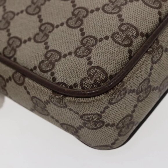 GUCCI GG Supreme Web Sherry Line Shoulder Bag PVC Beige Gold Red Auth 95726 - Picture 4 of 16